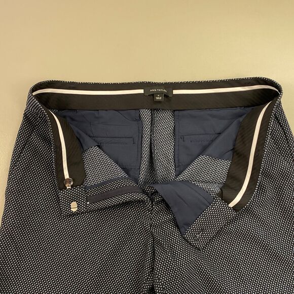 Ann Taylor Dress Pants Womens 12 Navy Blue Swiss Dot Ankle Stretch Career 36x28 - Picture 4 of 11